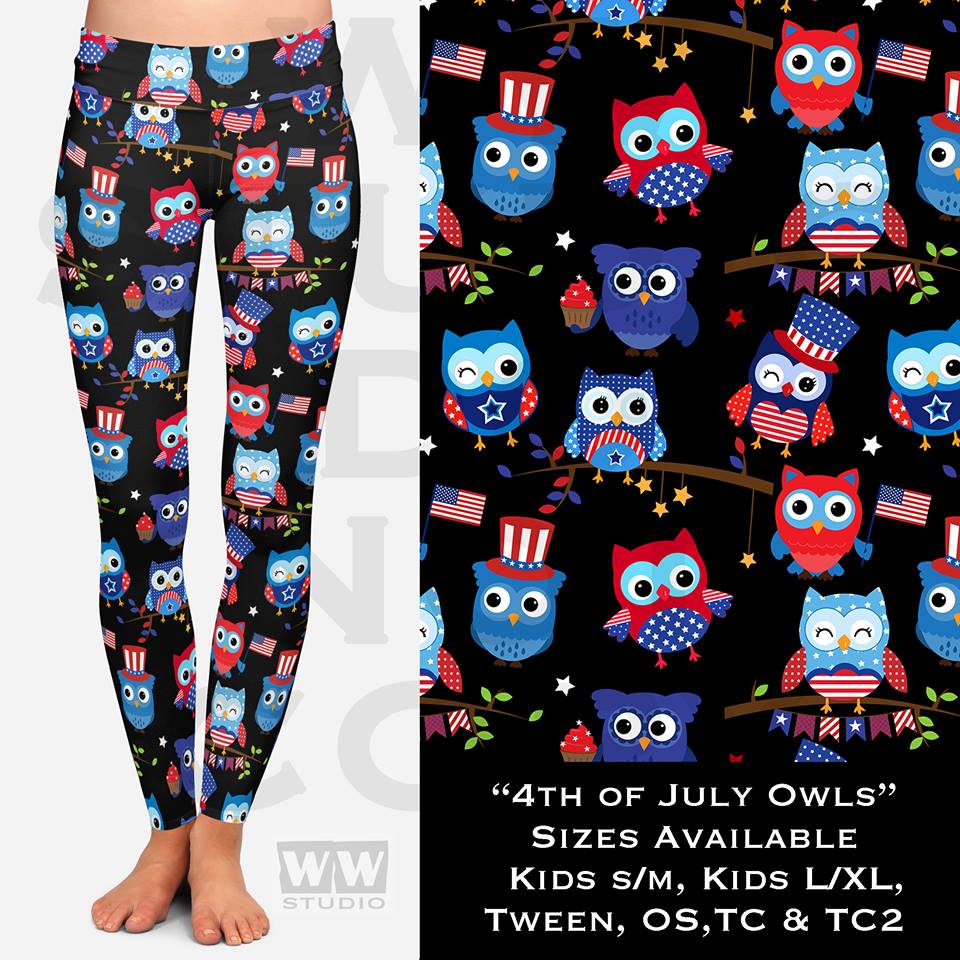 Patriotic Owls Leggings (WW)