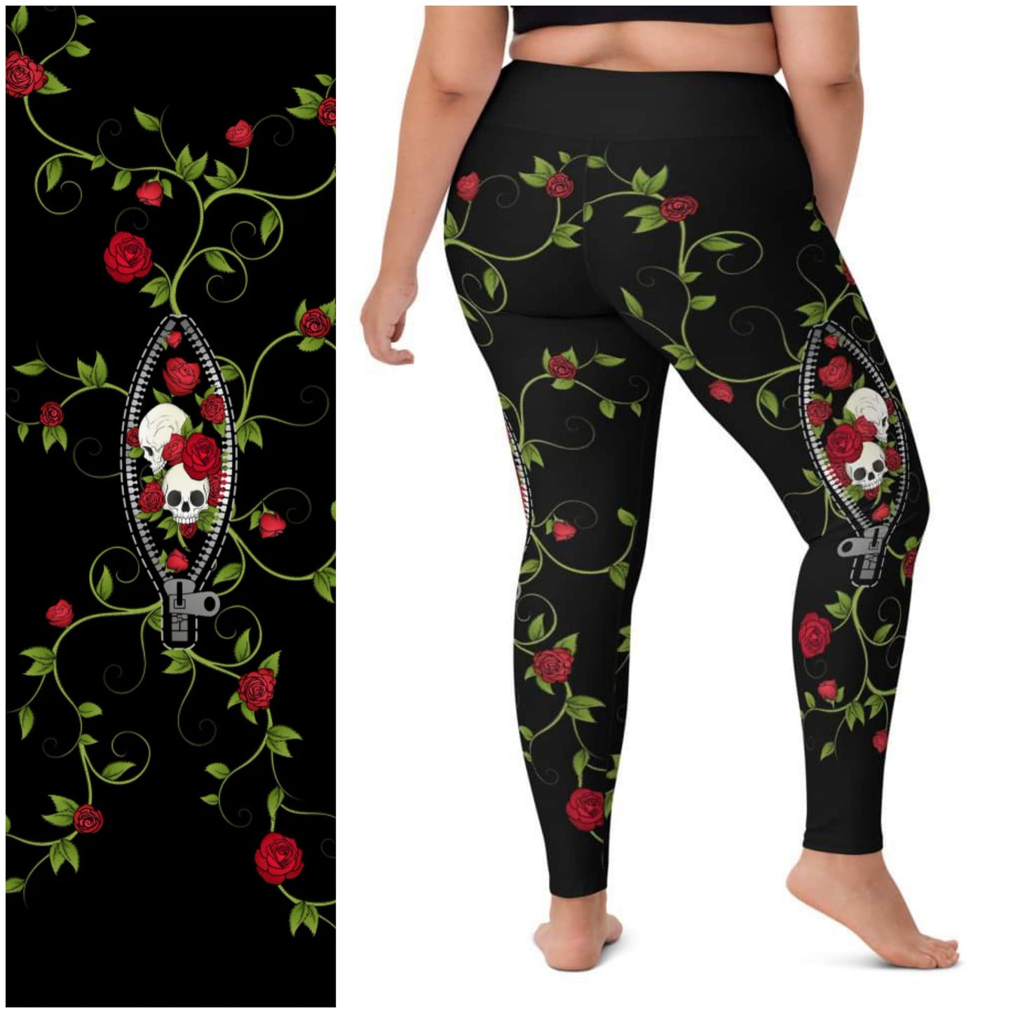 Beautiful Skull Vines Leggings with Pockets (PPD)