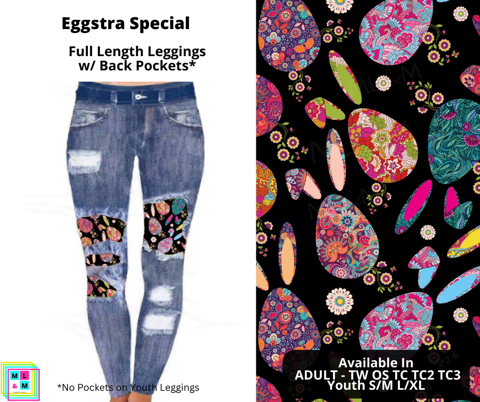 Eggstra Special Faux Denim Leggings with Back Pockets (Pixie)