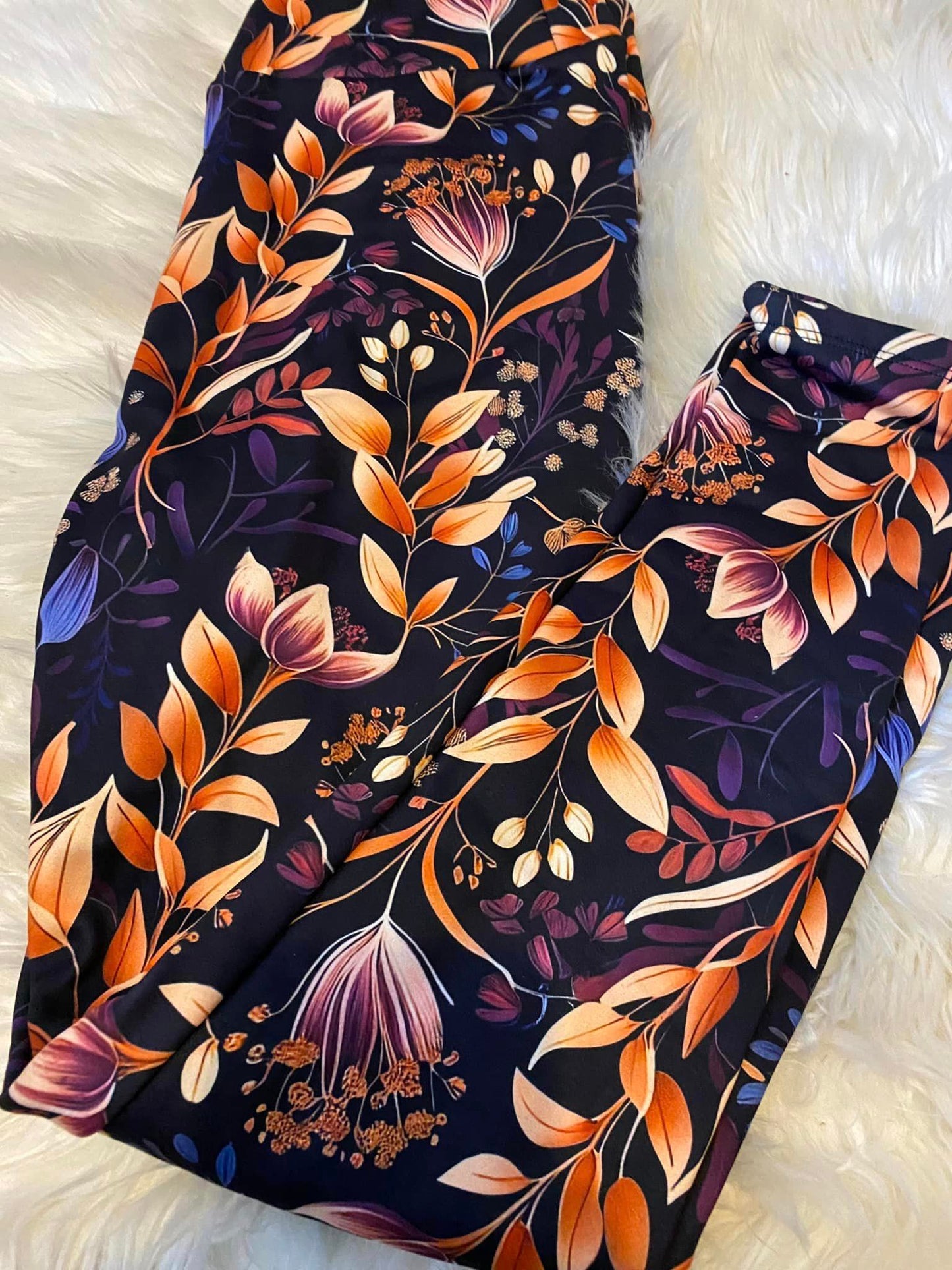 Floral Fleece Lined Leggings with Pockets (SLB)