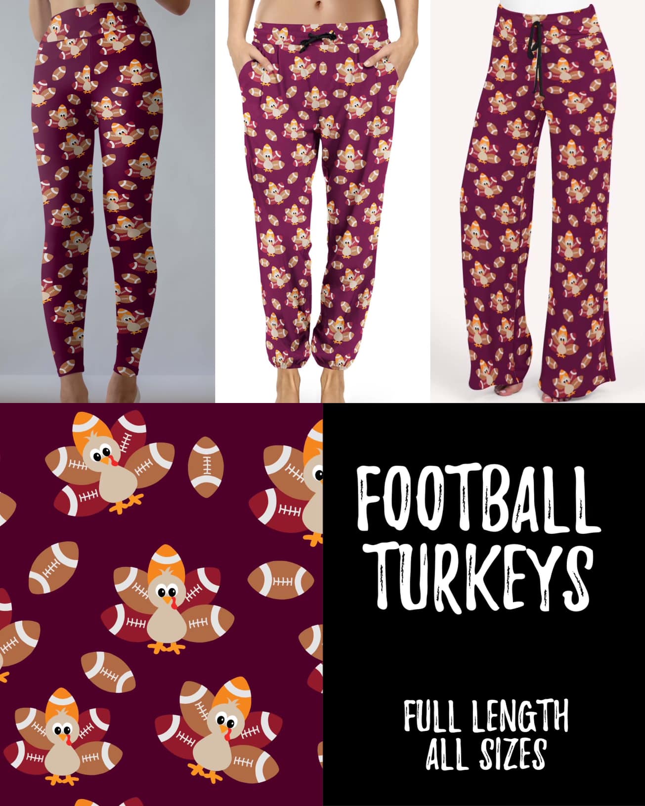 Football Turkeys Kids Leggings with Pockets (JAAM)