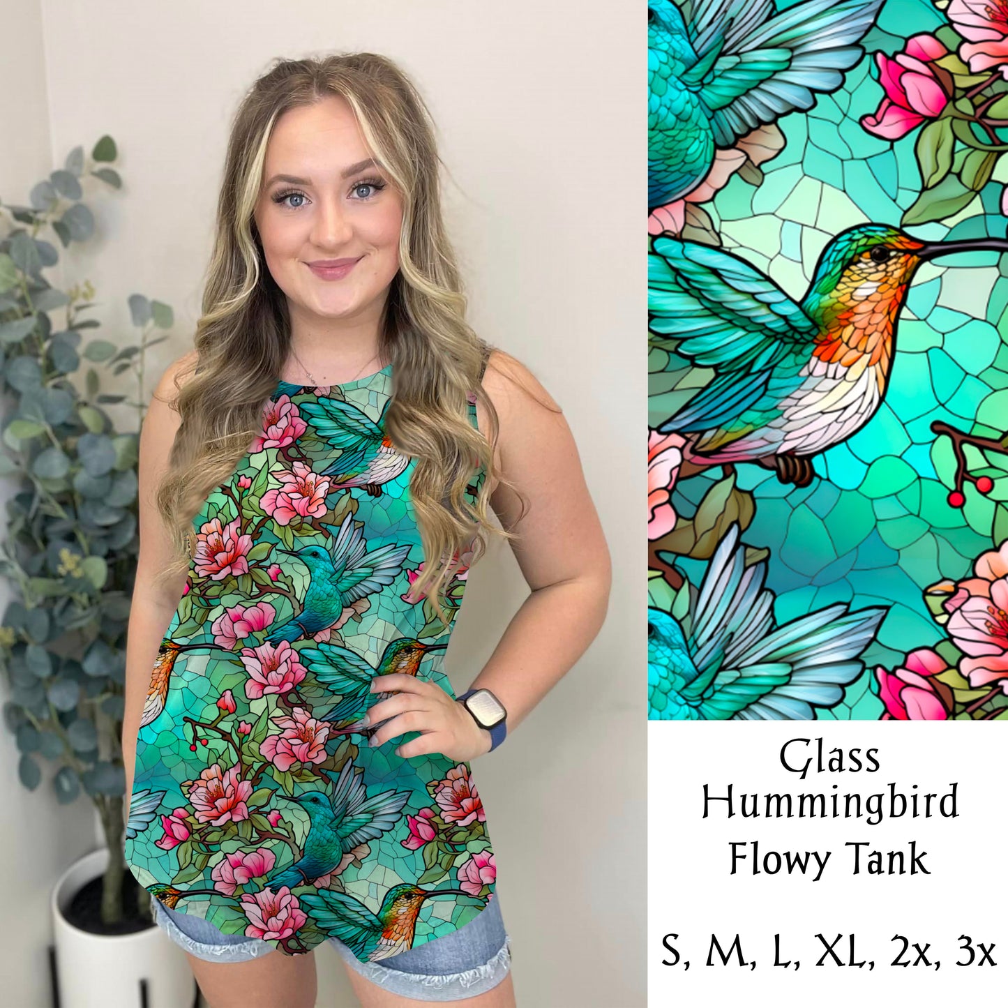 Glass Hummingbird Flowy Tank Top (TL)