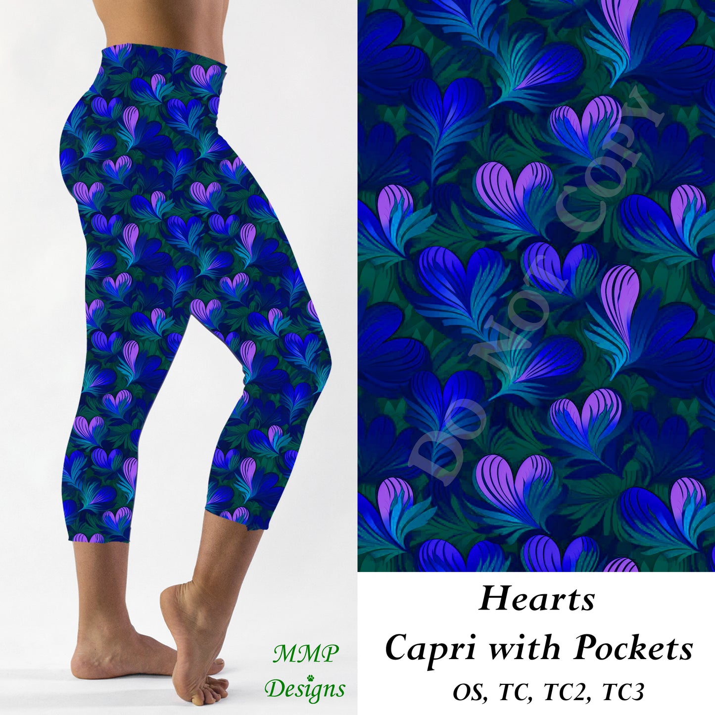 Hearts Capri Leggings with Pockets (MMP)