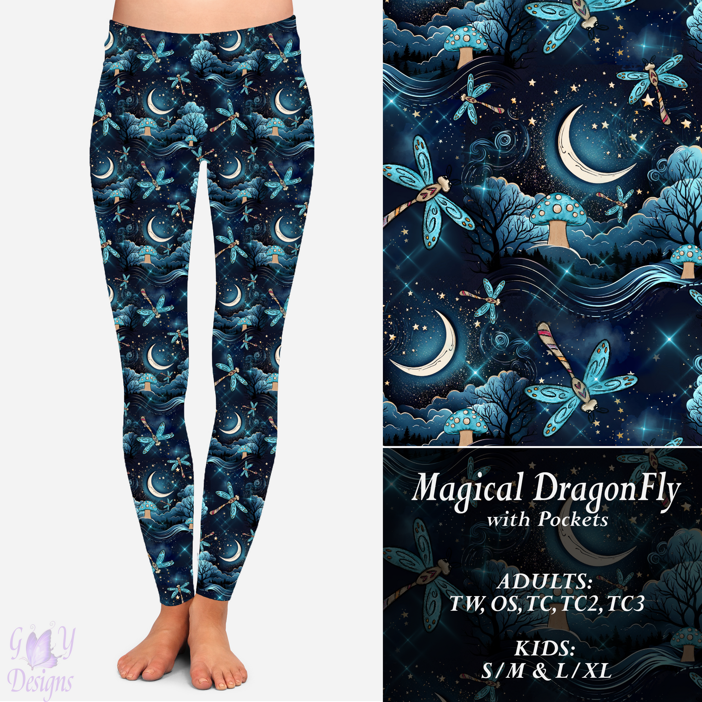Magical Dragonfly Leggings with Pockets (GY)