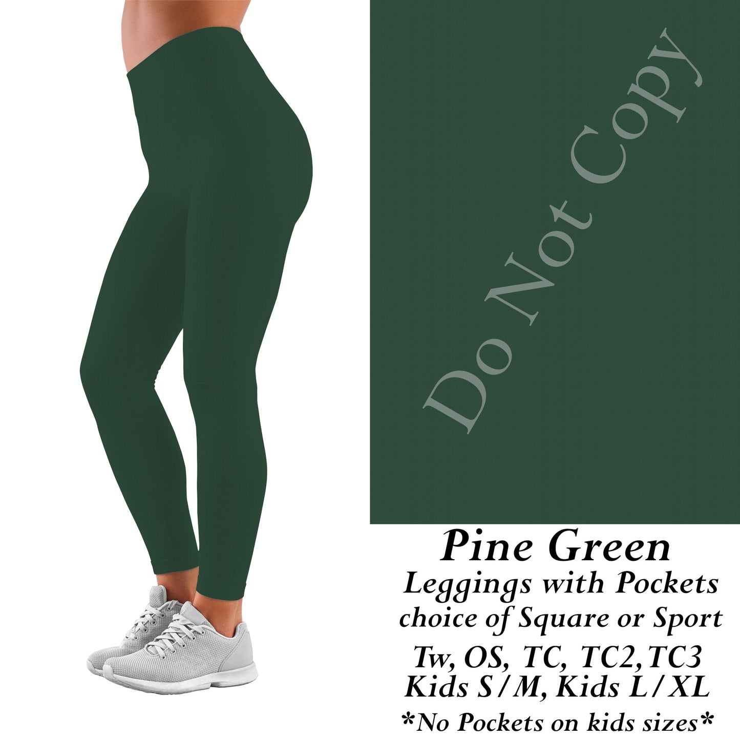 Solid Pine Green Leggings with Pockets (TL)