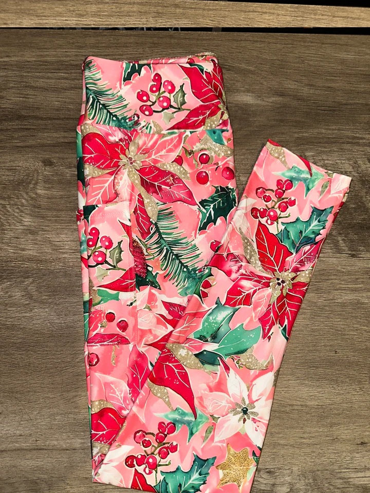 Pink Christmas Leggings with Pockets (TL)