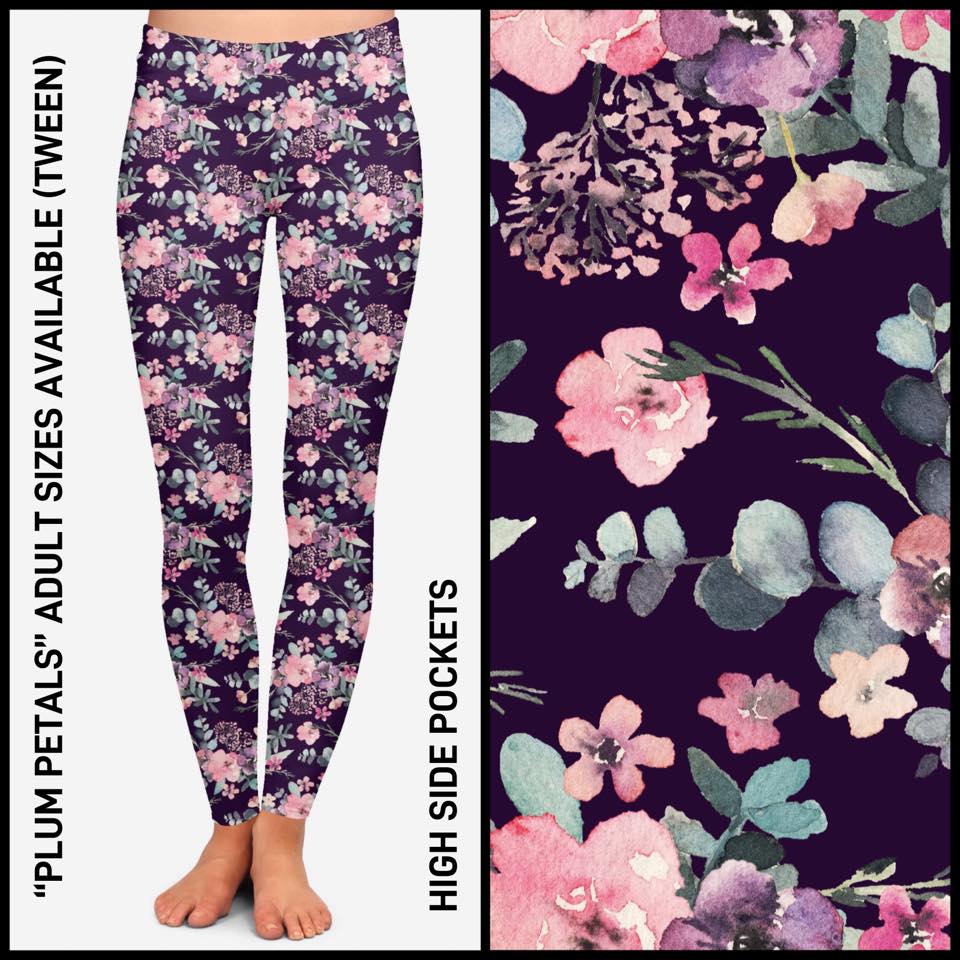 Plum Petals Leggings with Pockets (AR)