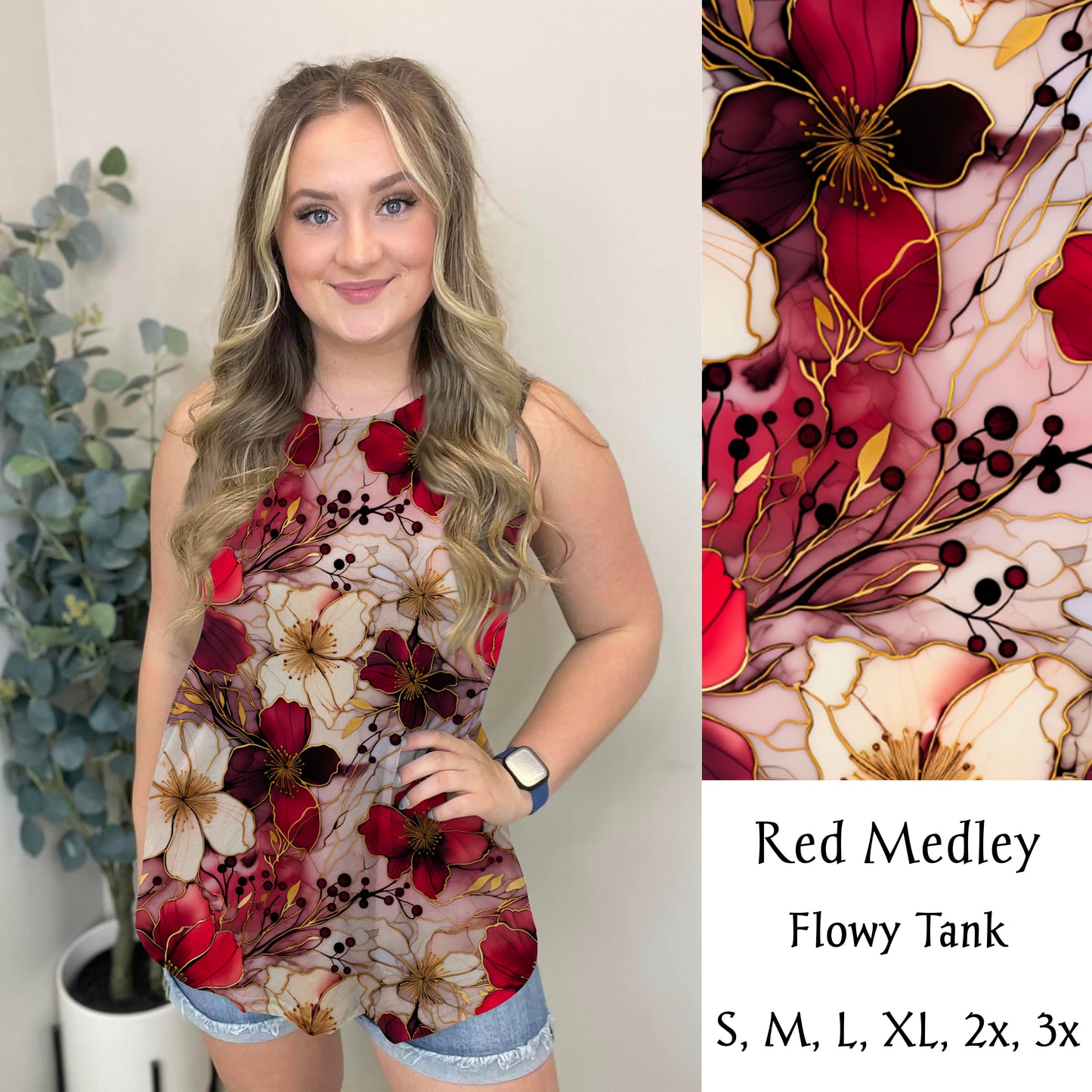 Red Medley Flowy Tank Top (TL)