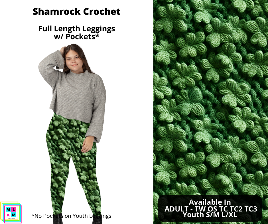 Shamrock Crochet Leggings with Pockets (Pixie)