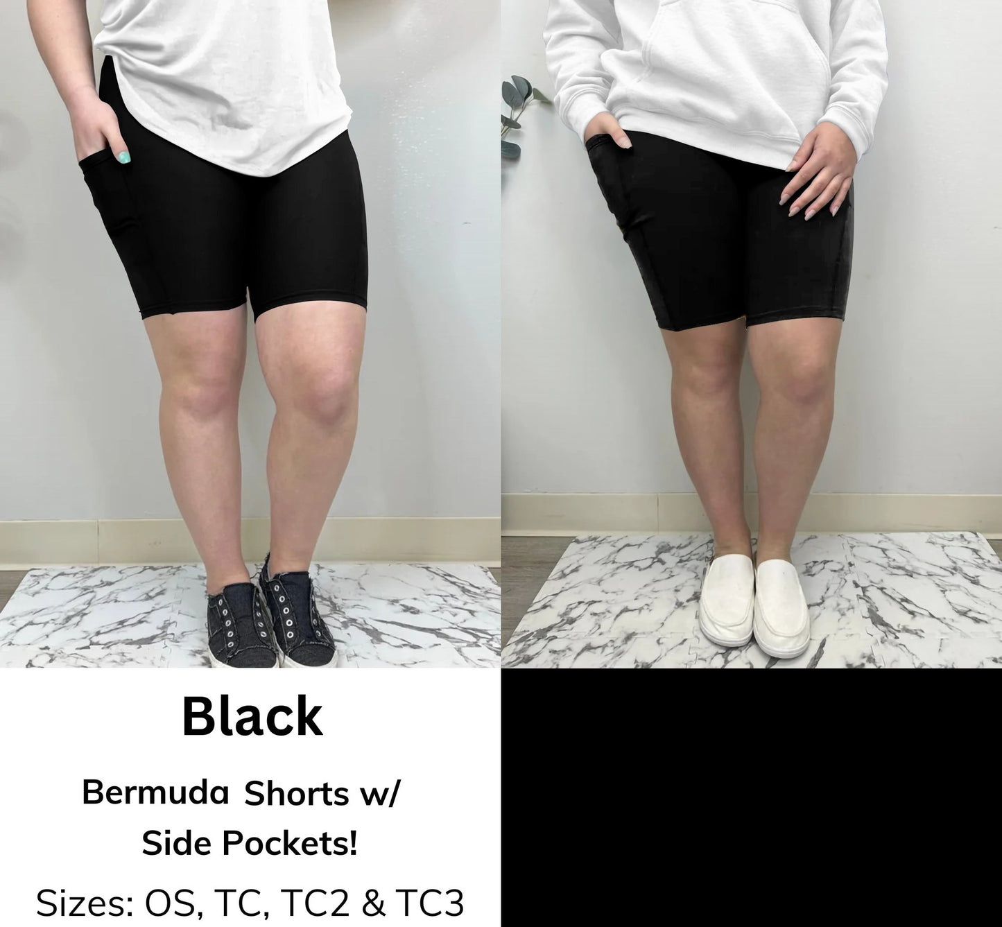 Solid Black Shorts with Pockets (TL)