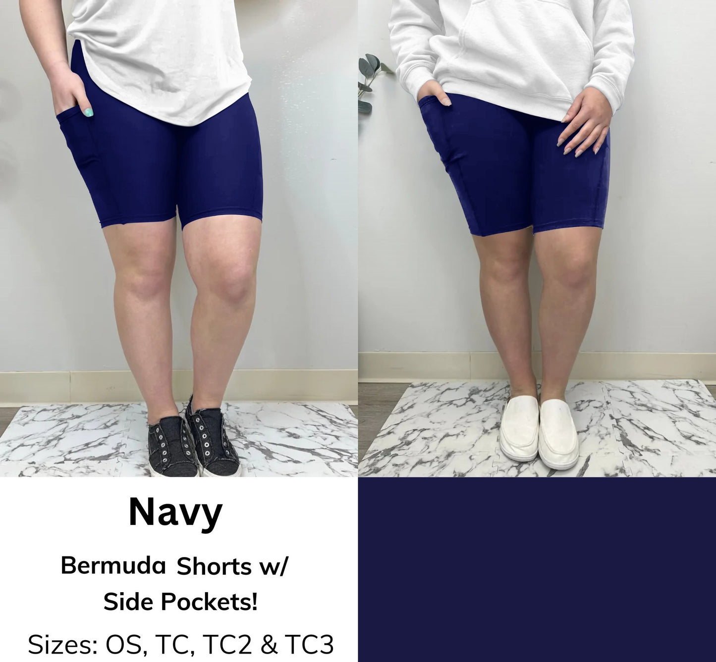 Solid Navy Shorts with Pockets (TL)