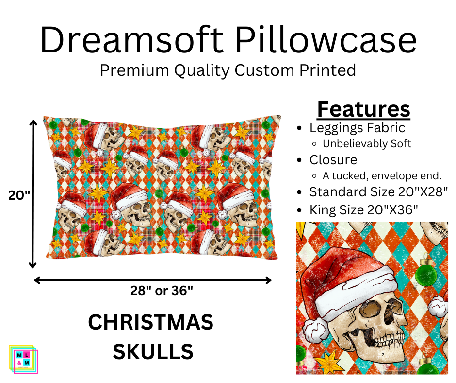 Christmas Skulls Pillowcase (Pixie)