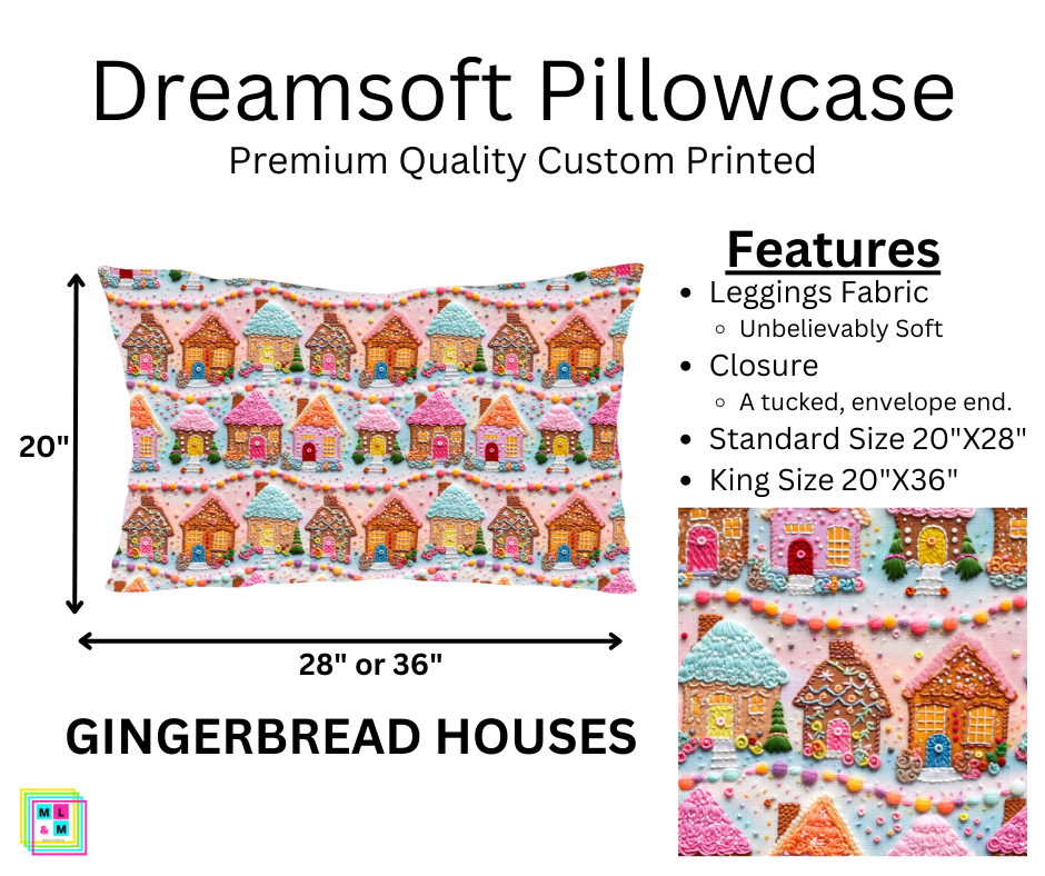 Gingerbread Houses King Size Pillowcase (Pixie)