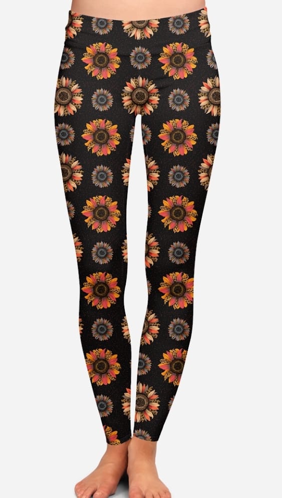 Autumn Sunflowers Leggings with Pockets (BFW)