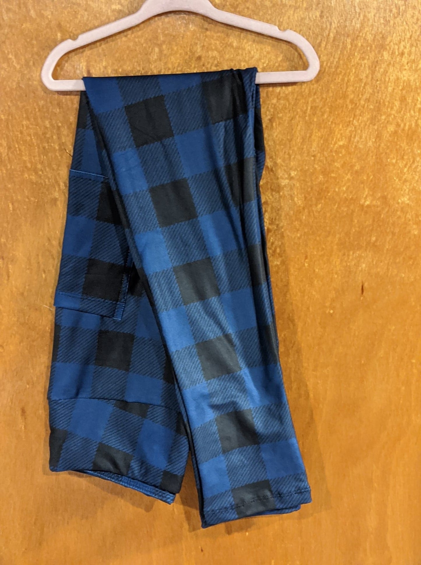 Midnight Blue Plaid Leggings with Pockets (AA)