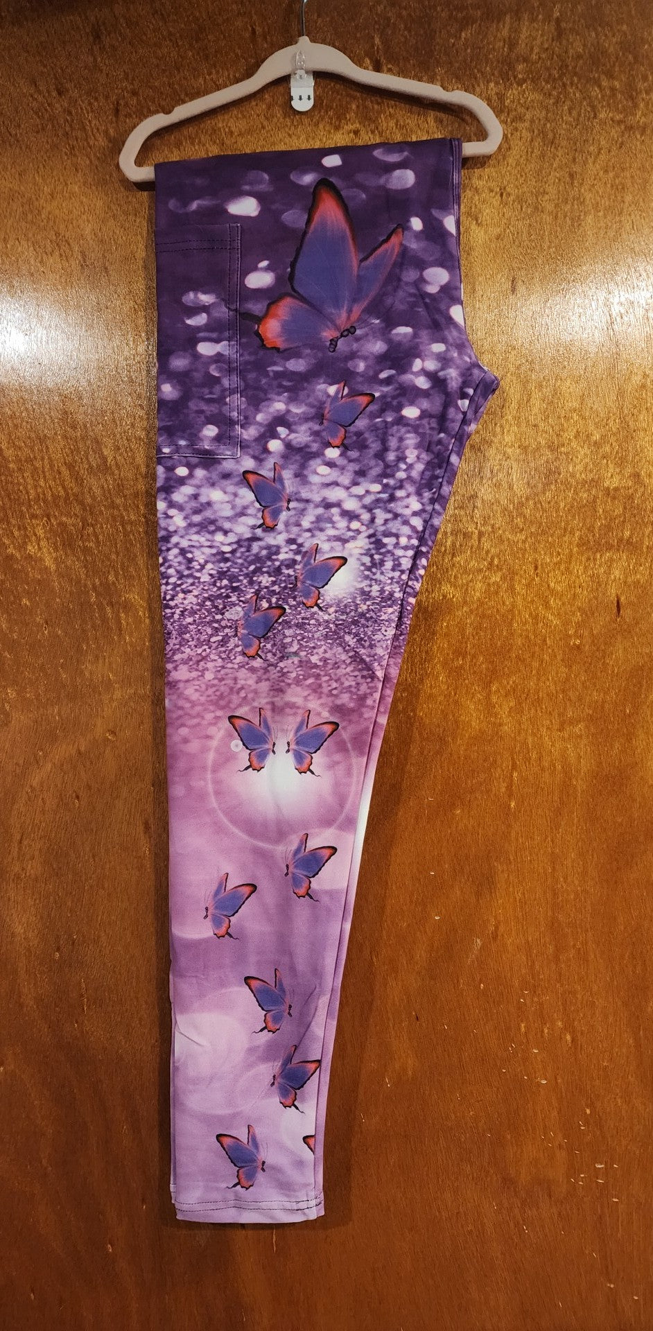Purple Butterflies Leggings with Pockets (SB)