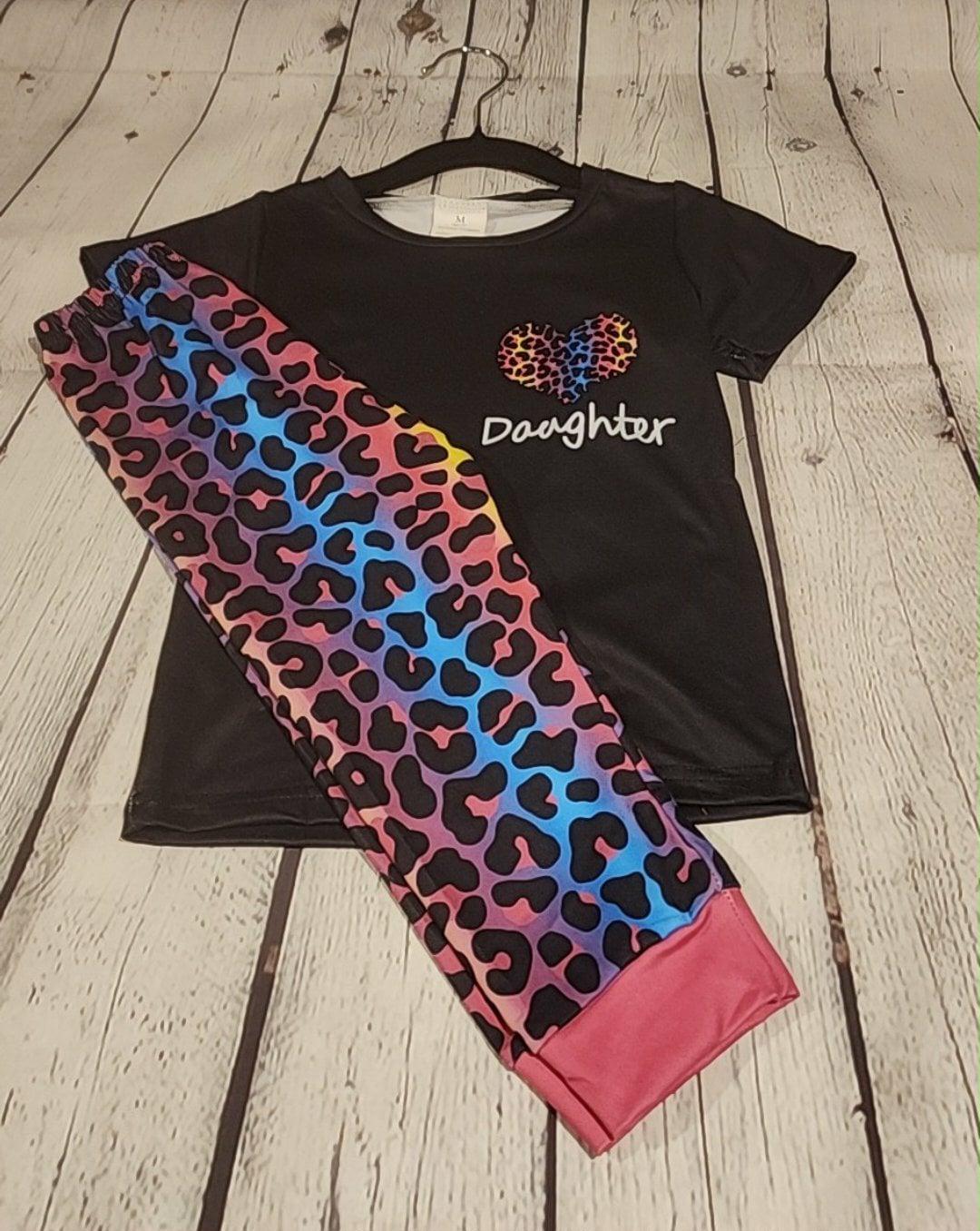 Rainbow Leopard Daughter Kids Outfit