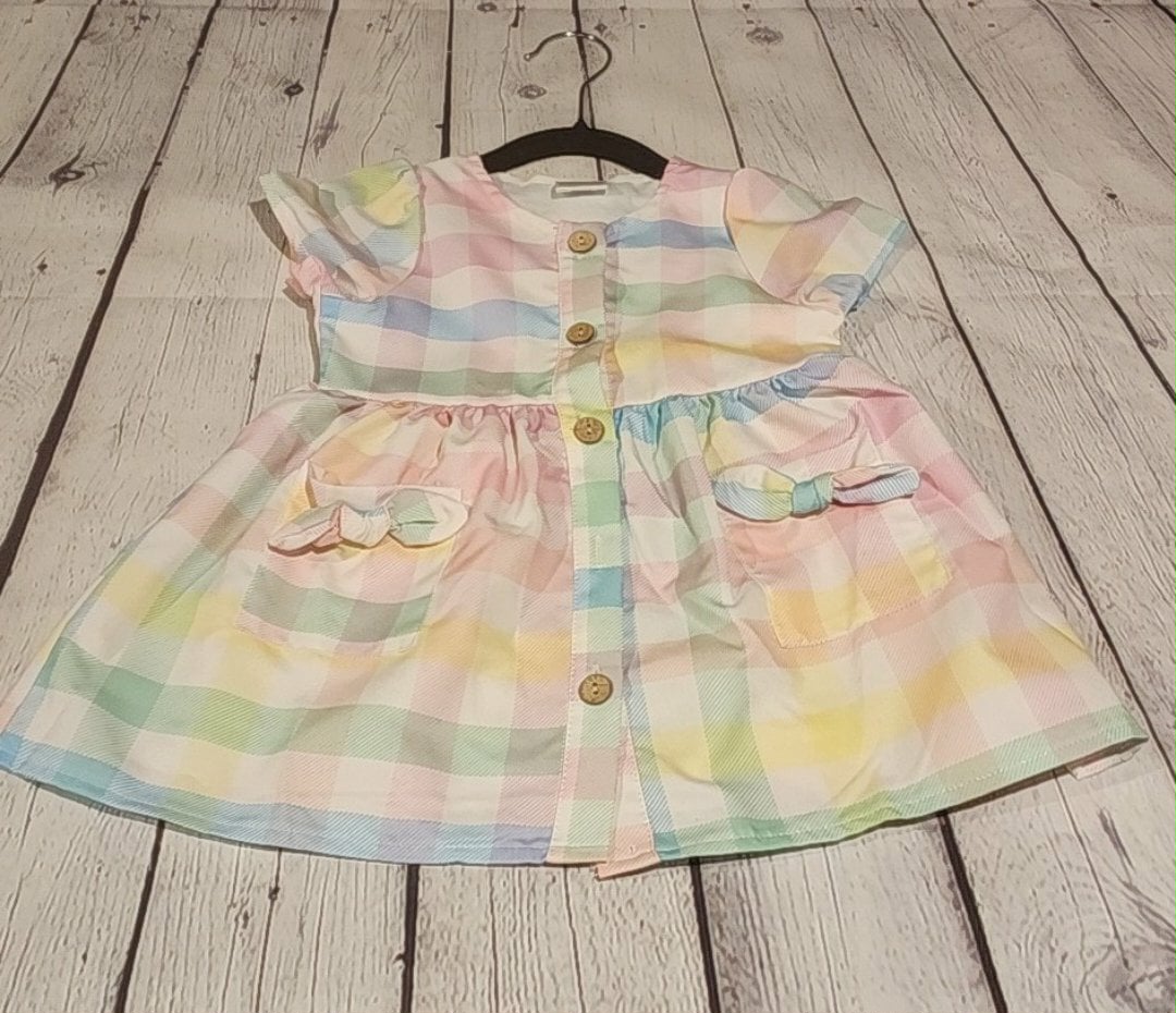 Pastel Plaid Kids Dress