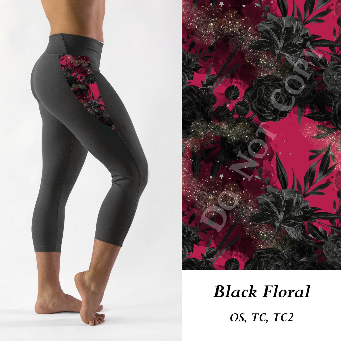 Black Floral Sports Pocket Leggings (SLB)