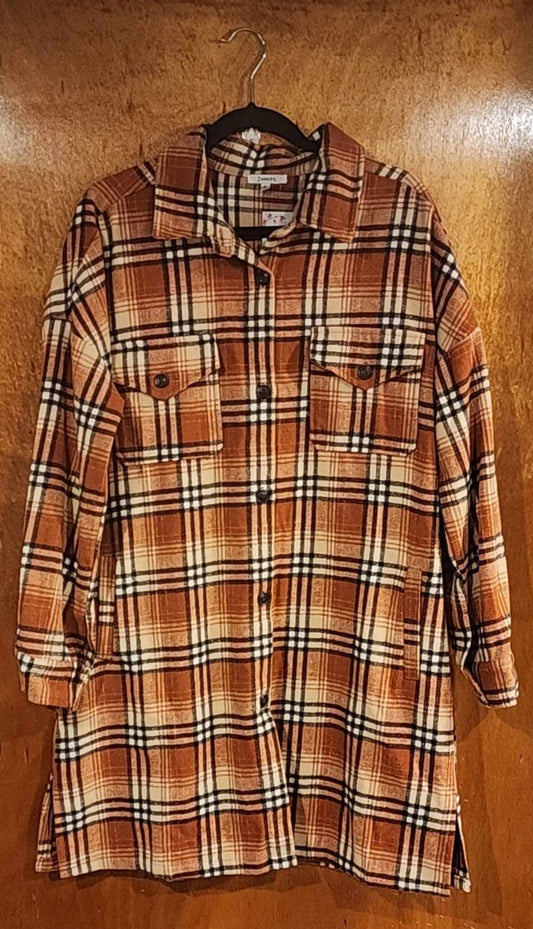 Orange & White Plaid Shacket