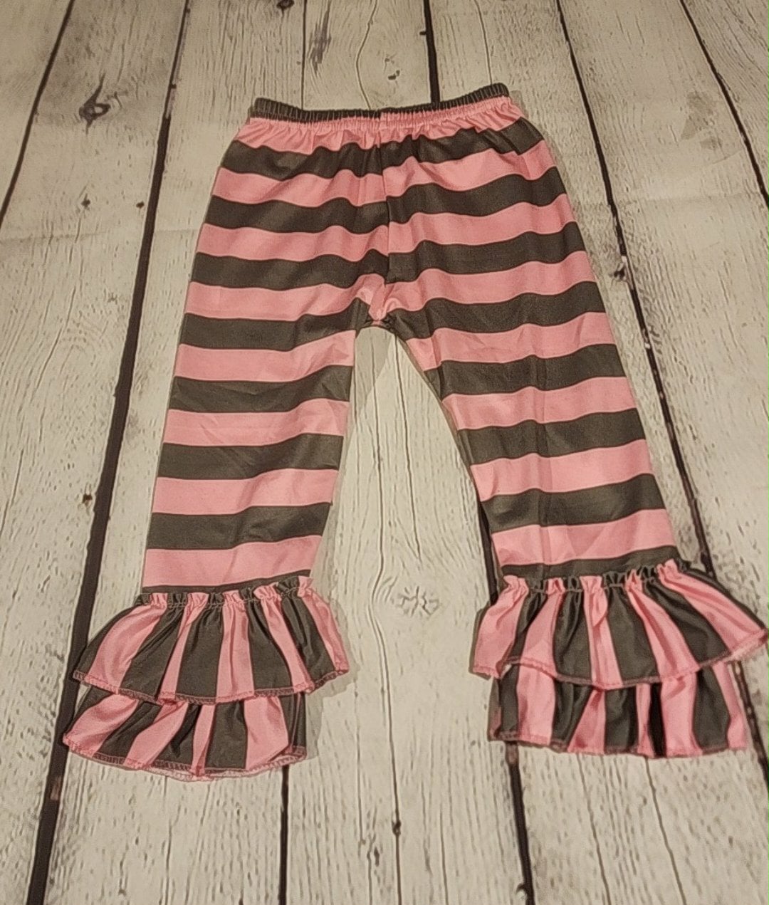 Pink & Gray Striped Kids Striped Pants