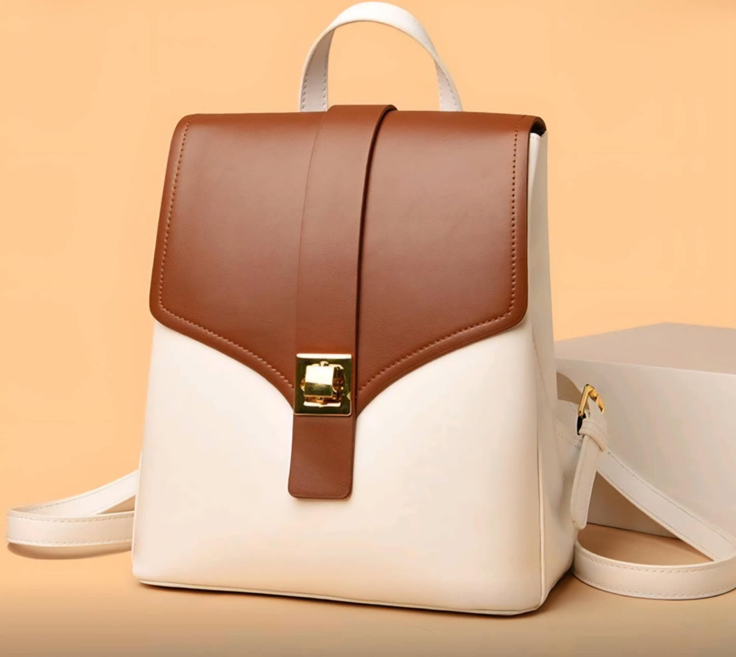 Seyfocnia White-Brown Stylish Multi-Functional Backpack Purse