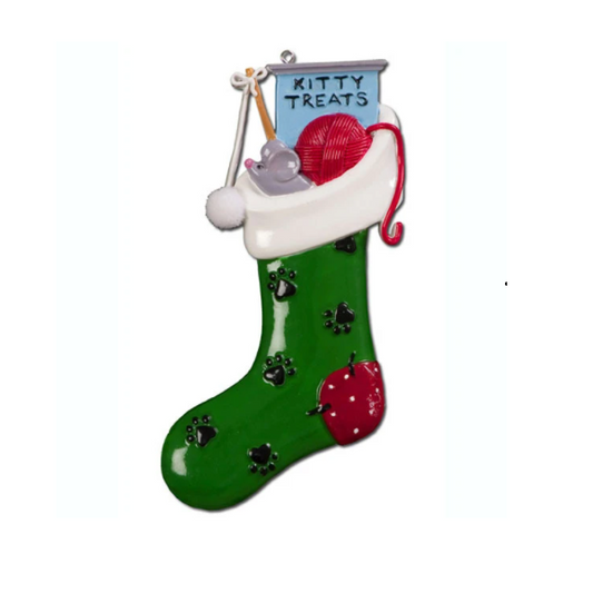 Personalized Poly-Resin Ornament Kitty Stocking