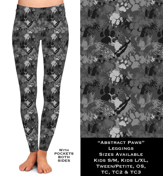 Abstract Paws Kids Leggings with Pockets (WW)