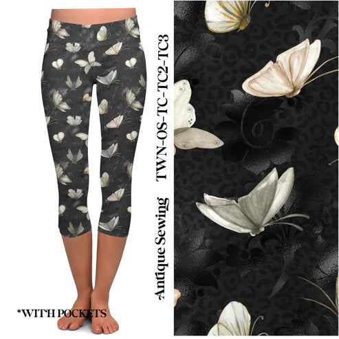 Antique Butterfly Leggings with Pockets (GY)