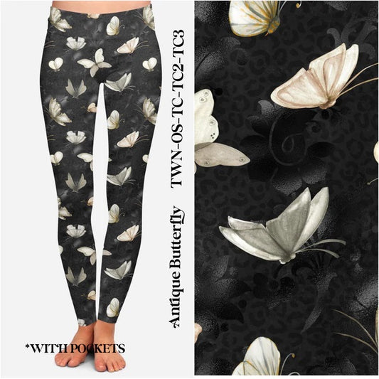 Antique Butterfly Leggings with Pockets (GY)