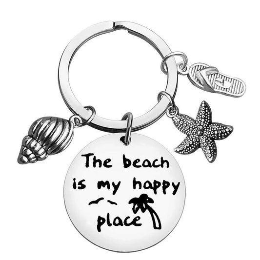 Beach Happy Place Keychain