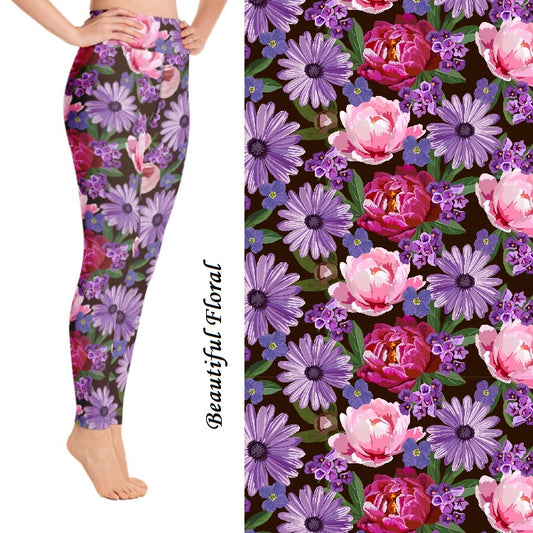 Beautiful Floral Leggings/Capri with Pockets (MMP)