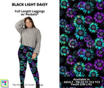 Black Light Daisy Leggings with Pockets (Pixie)