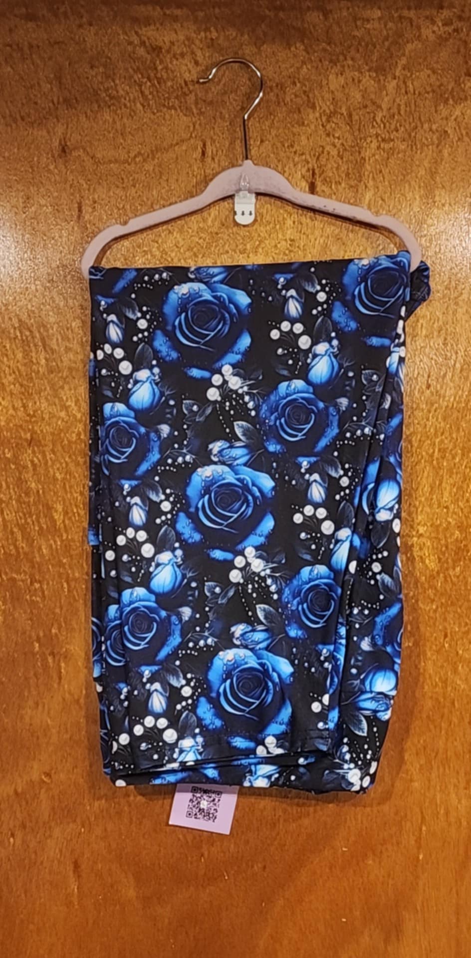 Blue Floral Capri Leggings with Pockets