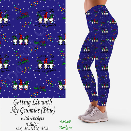 Blue Getting Lit with My Gnomies Leggings with Pockets (MMP)