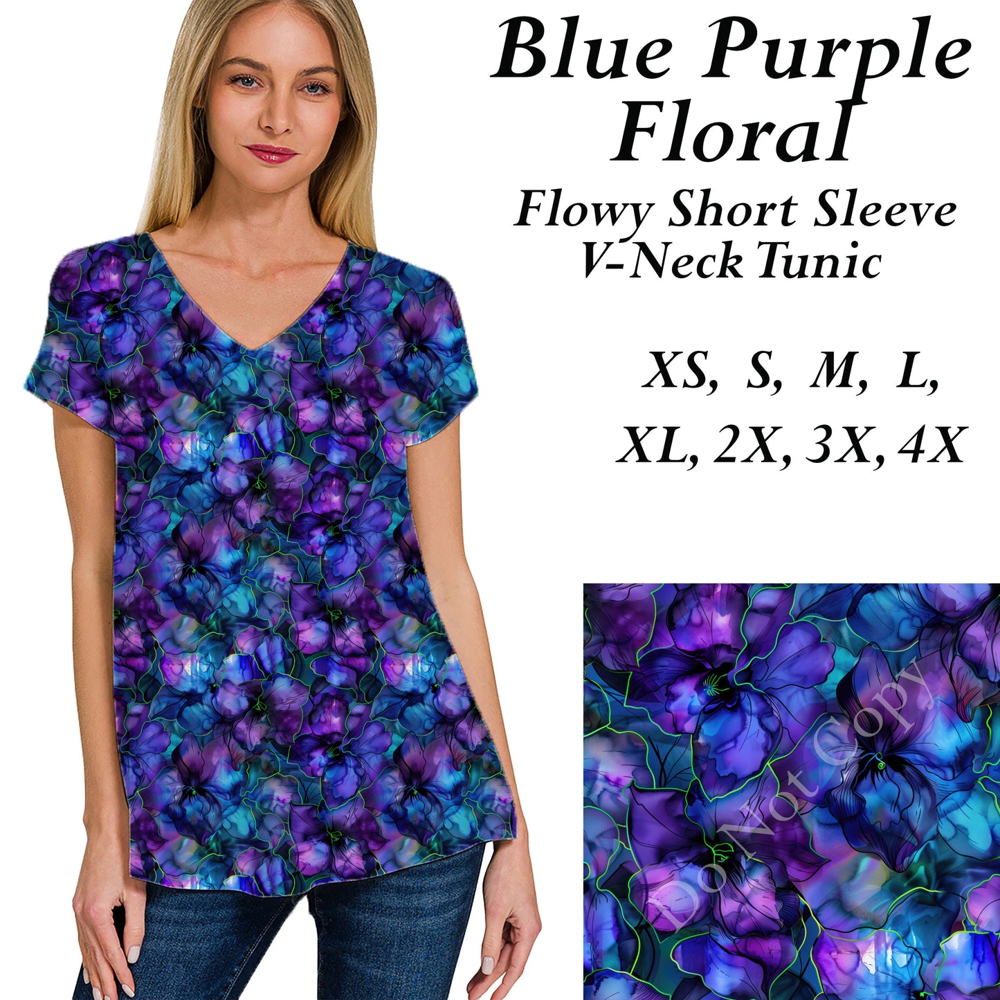 Blue Purple Floral Flowy Tunic (JAAM)