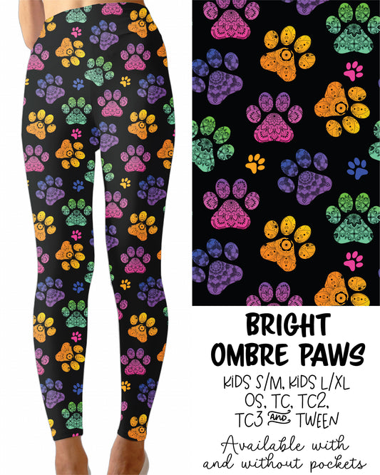 Bright Ombre Paws Leggings with Pockets (JAAM)