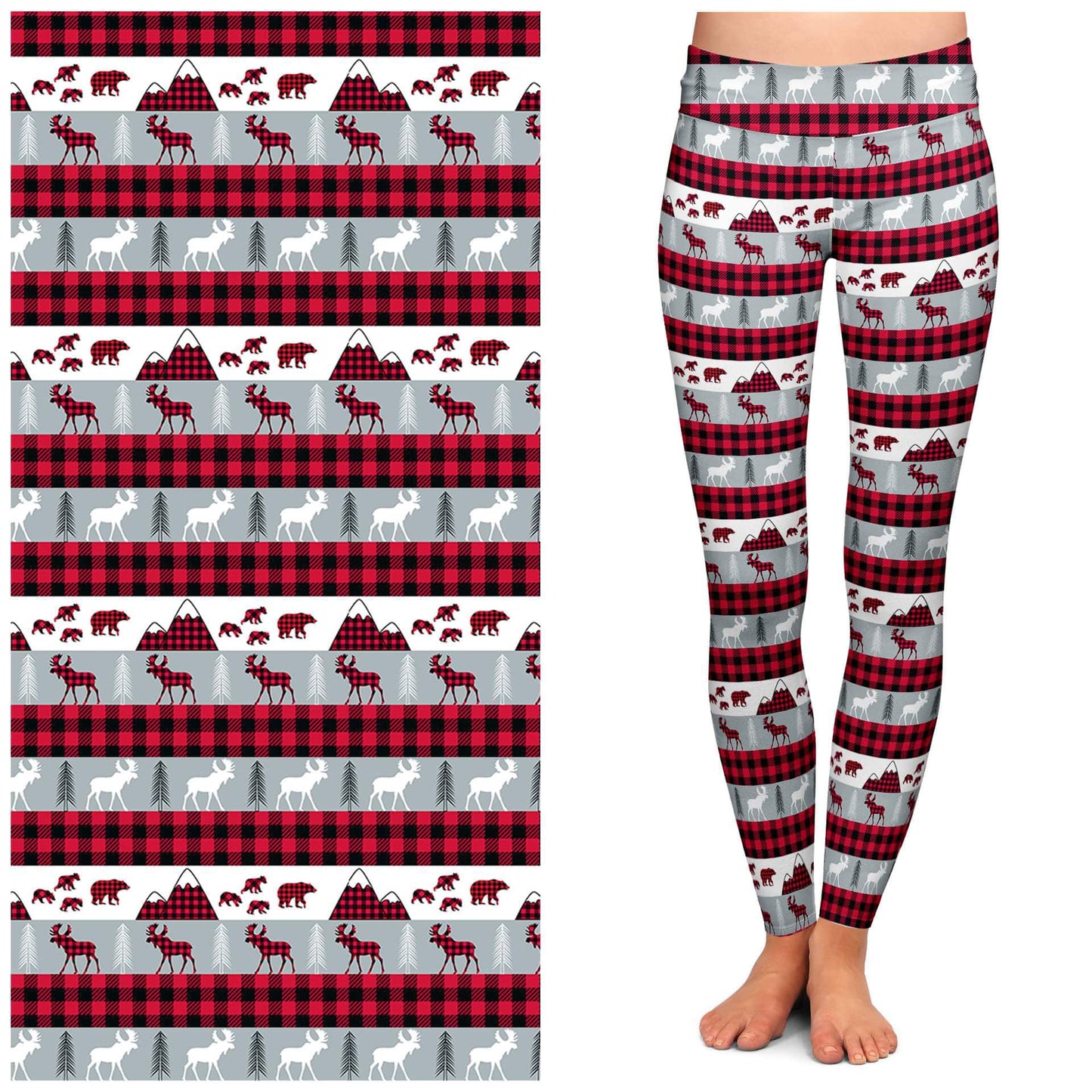 Buffalo Plaid Fleece Lined Leggings with Pockets (SLB)