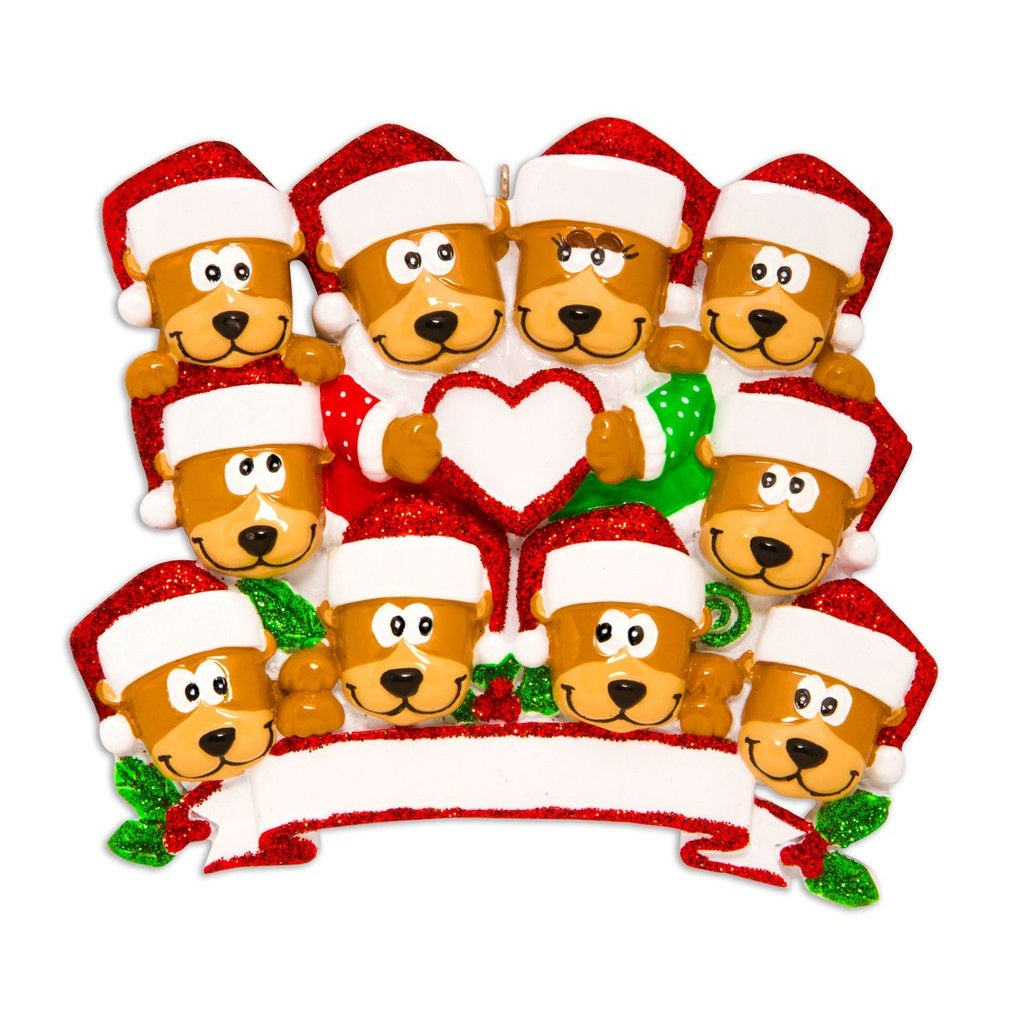 Personalized Poly-Resin Ornament Bear Family (2-10 People)