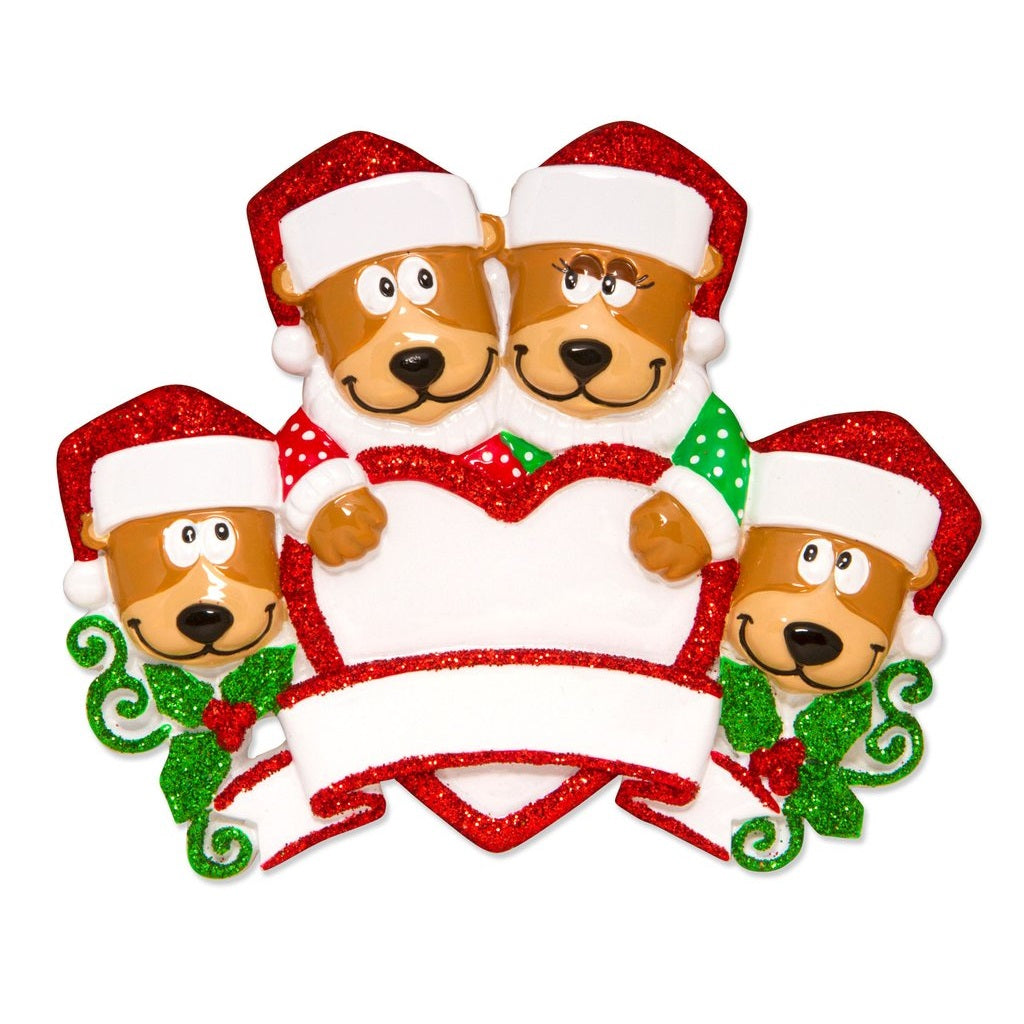 Personalized Poly-Resin Ornament Bear Family (2-10 People)