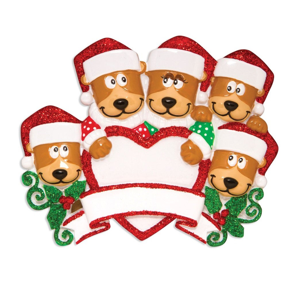 Personalized Poly-Resin Ornament Bear Family (2-10 People)