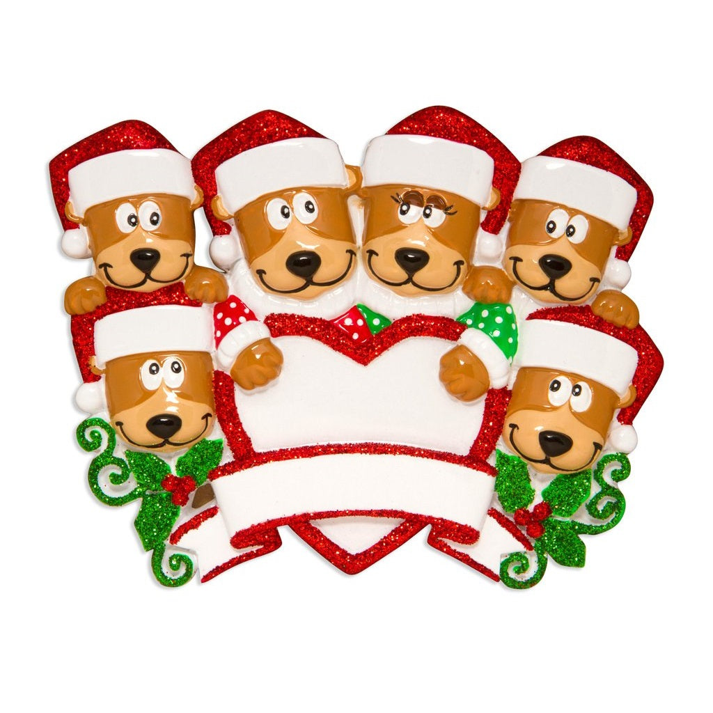 Personalized Poly-Resin Ornament Bear Family (2-10 People)