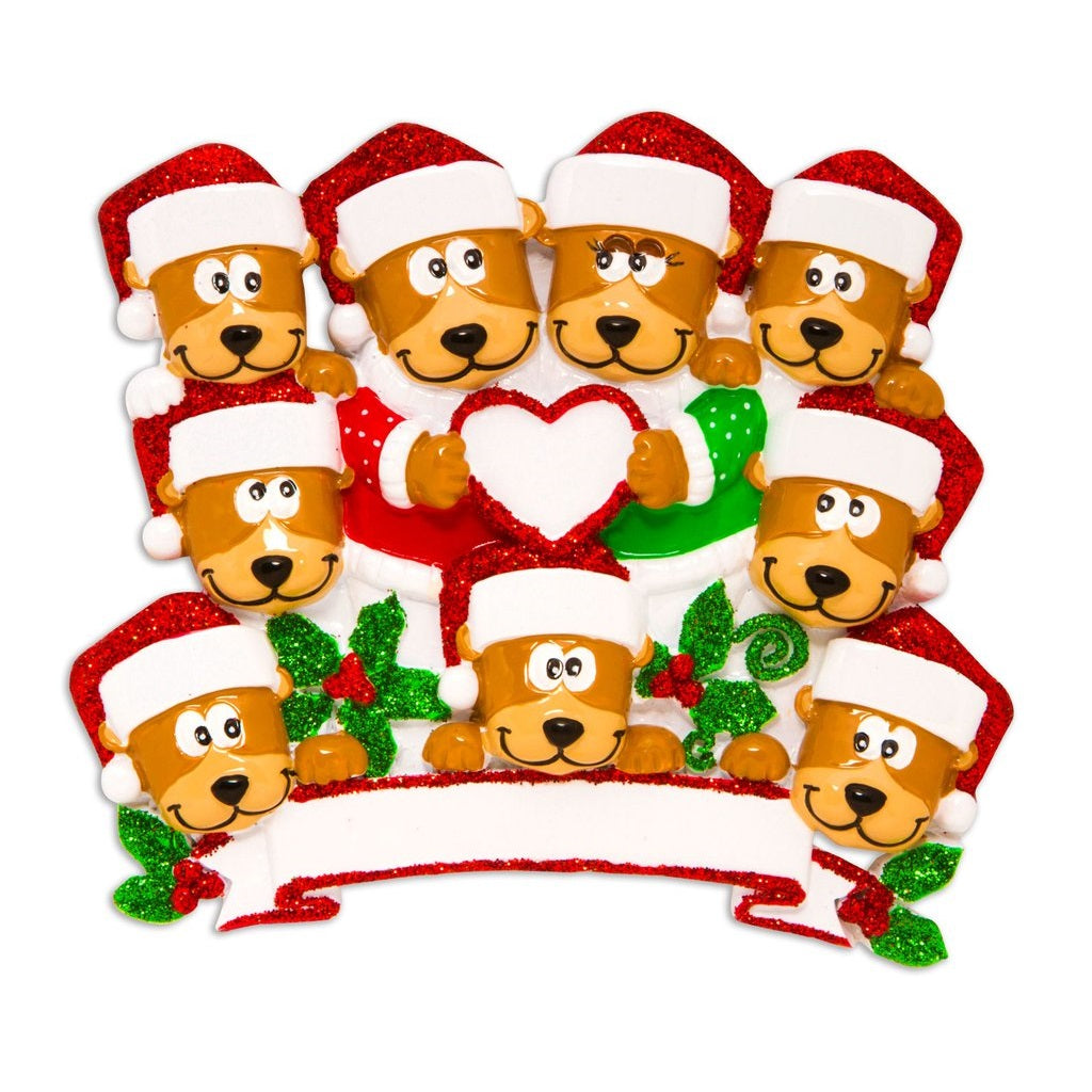 Personalized Poly-Resin Ornament Bear Family (2-10 People)