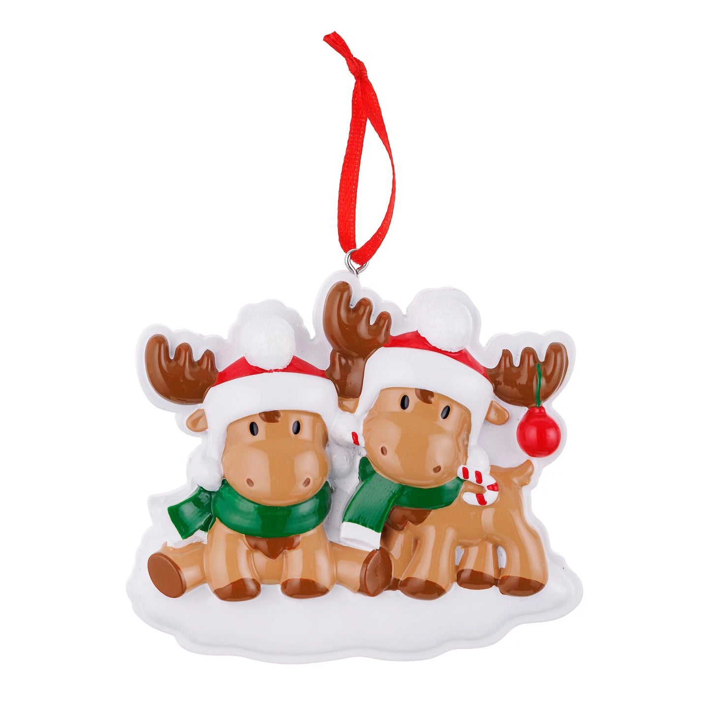 Personalized Poly-Resin Ornament Cutesy Moose Family (2-6 People)