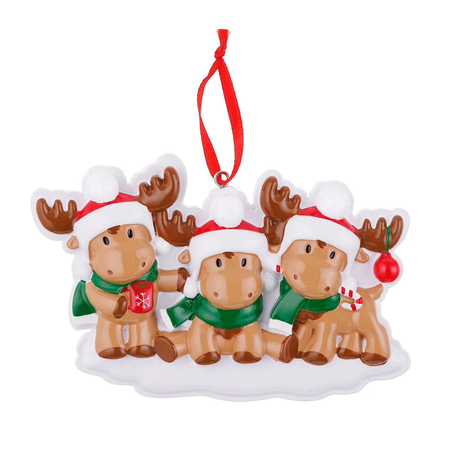 Personalized Poly-Resin Ornament Cutesy Moose Family (2-6 People)