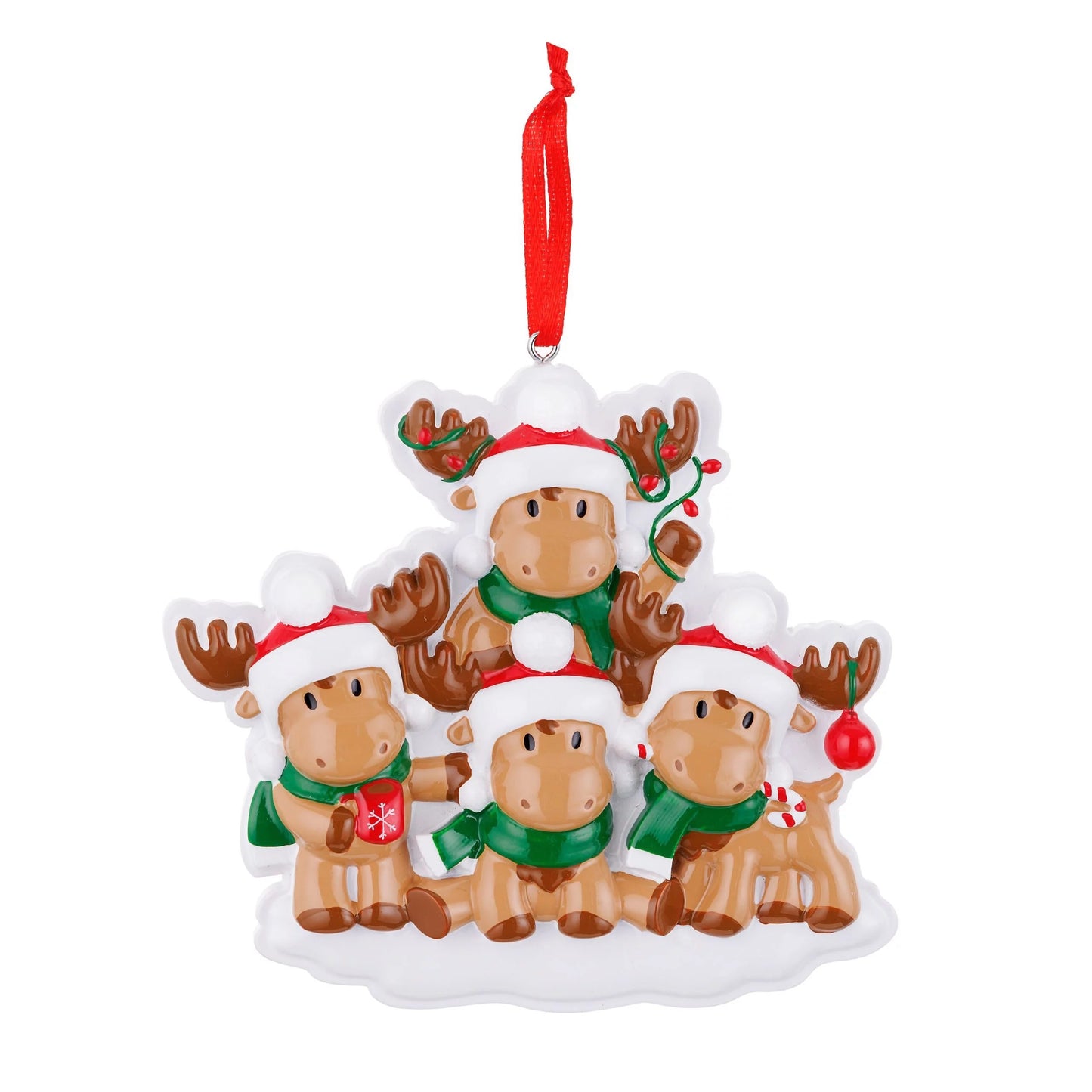 Personalized Poly-Resin Ornament Cutesy Moose Family (2-6 People)