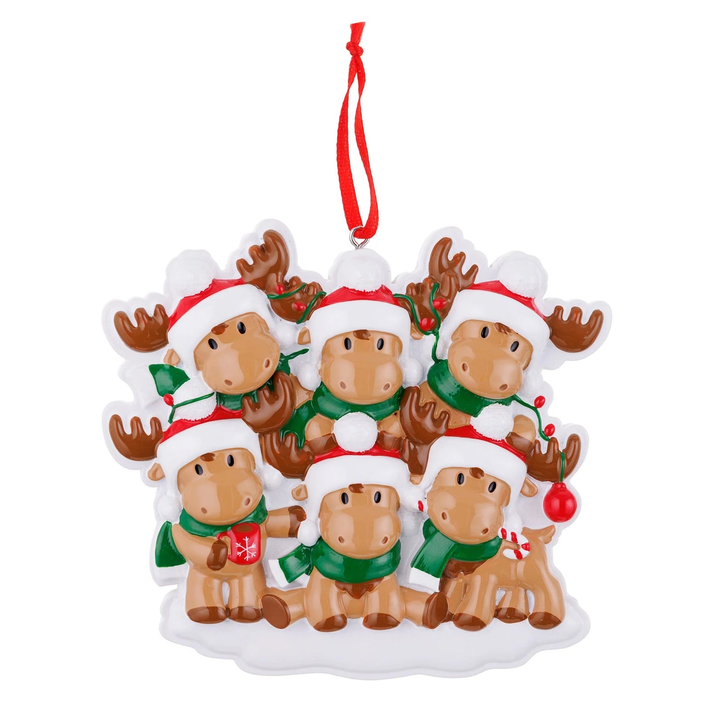 Personalized Poly-Resin Ornament Cutesy Moose Family (2-6 People)