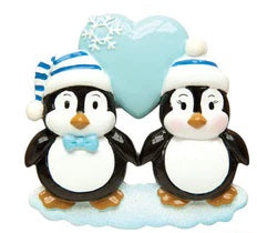 Personalized Poly-Resin Ornament Penguin Couple A