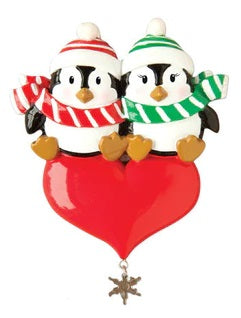 Personalized Poly-Resin Ornament Penguin Couple B