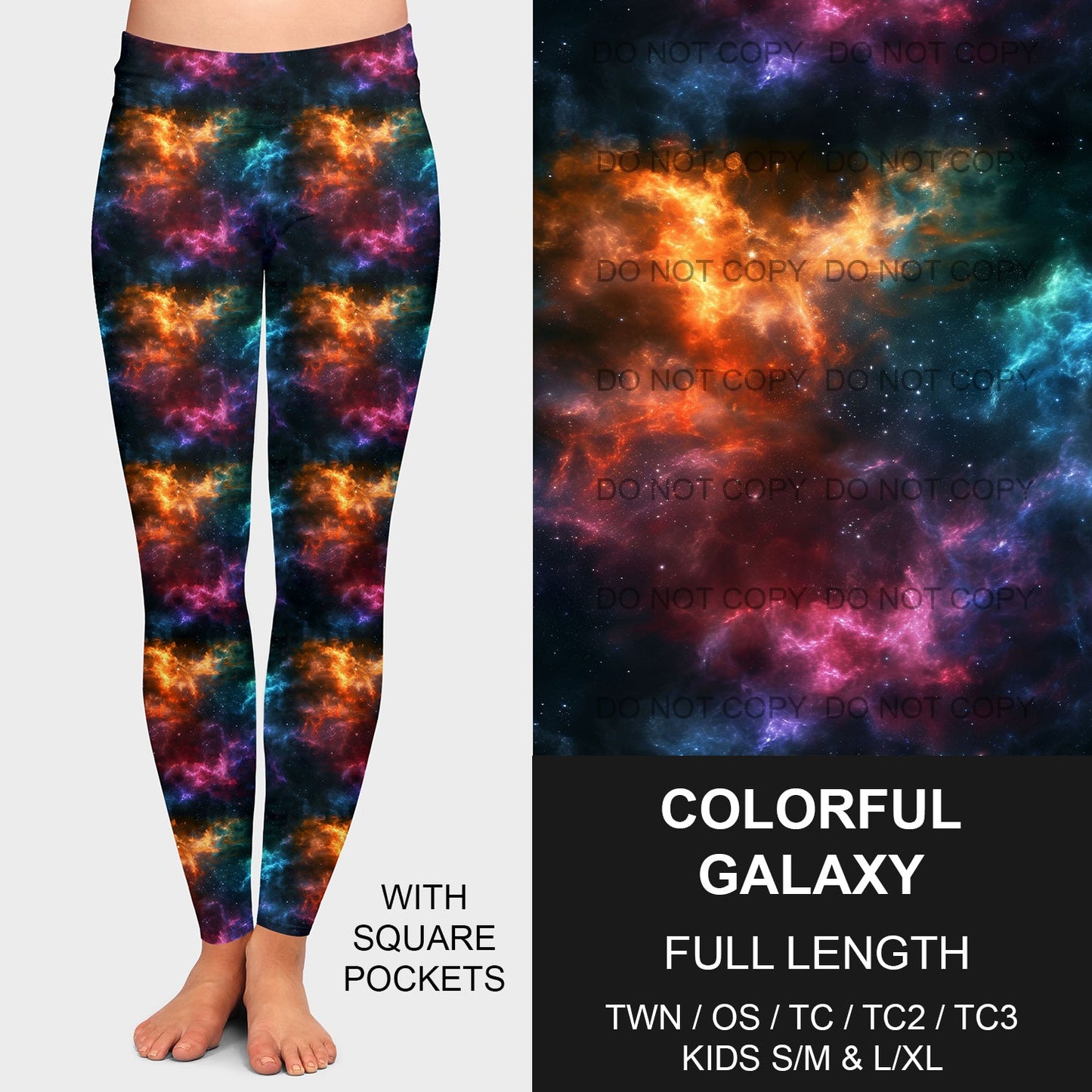 B190 - Preorder Colorful Galaxy Leggings w/ Pockets (Closes 10/27. ETA late Dec.)